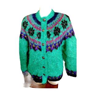 Vintage Icelandic  Mohair wool  cardigan medium